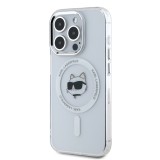 Karl Lagerfeld IML Choupette Head Metal Frame MagSafe Zadní Kryt pro iPhone 15 Pro Max Transparent