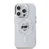 Karl Lagerfeld IML Choupette Head Metal Frame MagSafe Zadní Kryt pro iPhone 15 Pro Transparent