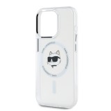 Karl Lagerfeld IML Choupette Head Metal Frame MagSafe Zadní Kryt pro iPhone 15 Pro Transparent