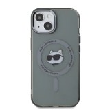 Karl Lagerfeld IML Choupette Head Metal Frame MagSafe Zadní Kryt pro iPhone 15 Black