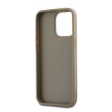 DKNY PU Leather Stack Logo Wrist Strap Zadní Kryt pro iPhone 14 Pro Beige