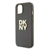 DKNY PU Leather Stack Logo Wrist Strap Zadní Kryt pro iPhone 15 Green