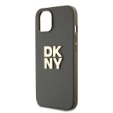 DKNY PU Leather Stack Logo Wrist Strap Zadní Kryt pro iPhone 14 Green