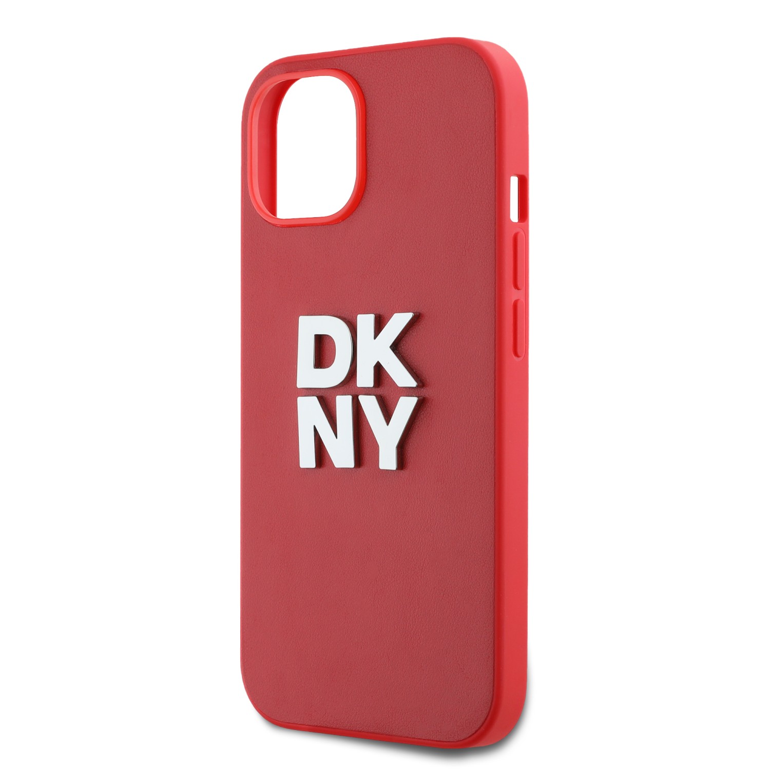 DKNY PU Leather Stack Logo Wrist Strap Zadní Kryt pro iPhone 13 Pink