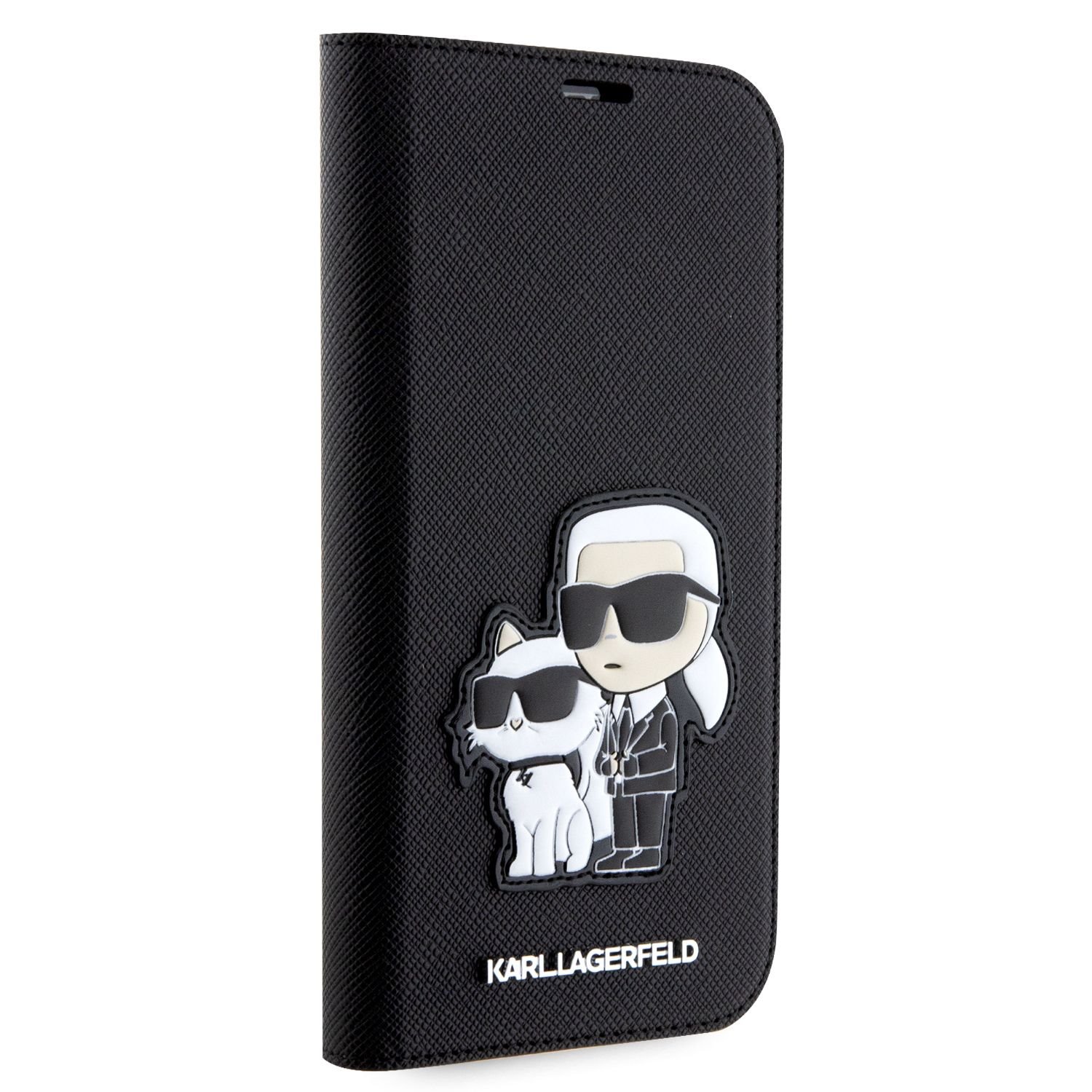 Karl Lagerfeld PU Saffiano Karl and Choupette NFT Book Pouzdro pro iPhone 14 Black