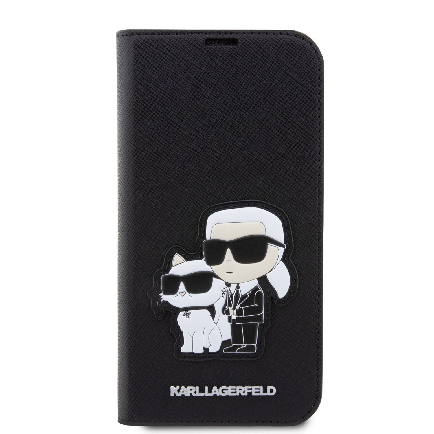 Karl Lagerfeld PU Saffiano Karl and Choupette NFT Book Pouzdro pro iPhone 14 Pro Black