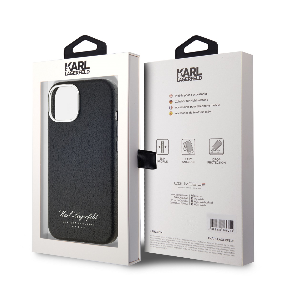 Karl Lagerfeld Grained PU Hotel RSG Zadní Kryt pro iPhone 14 Black