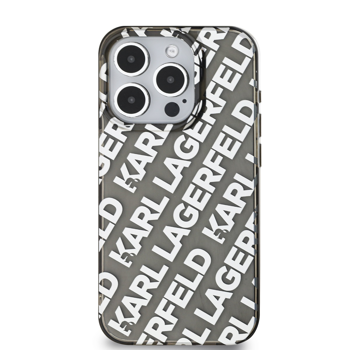 Karl Lagerfeld IML Electroplated Repeated Logo Zadní Kryt pro iPhone 15 Pro Silver