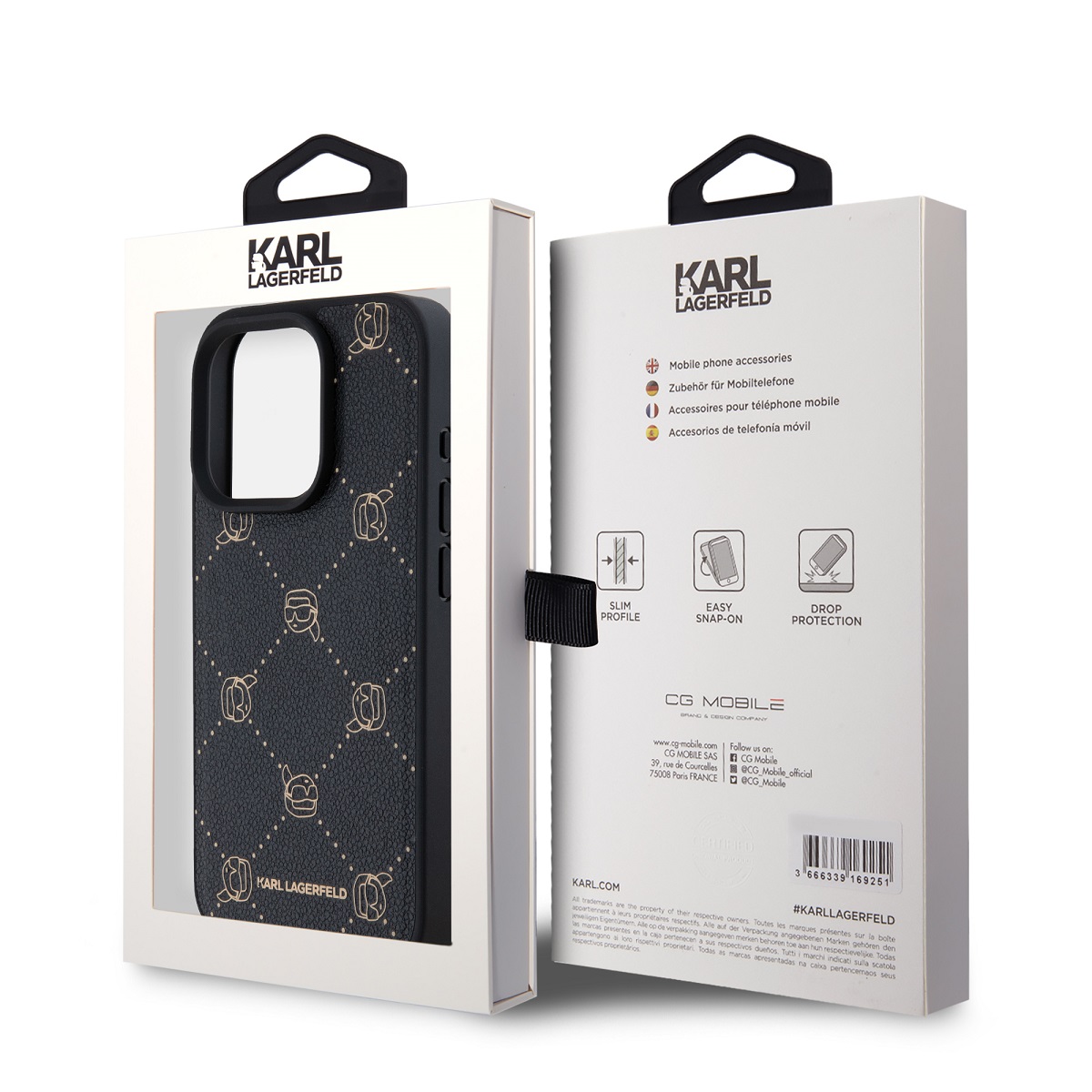 Karl Lagerfeld PU Karl Heads Pattern Magsafe Zadní Kryt pro iPhone 15 Pro Max Black