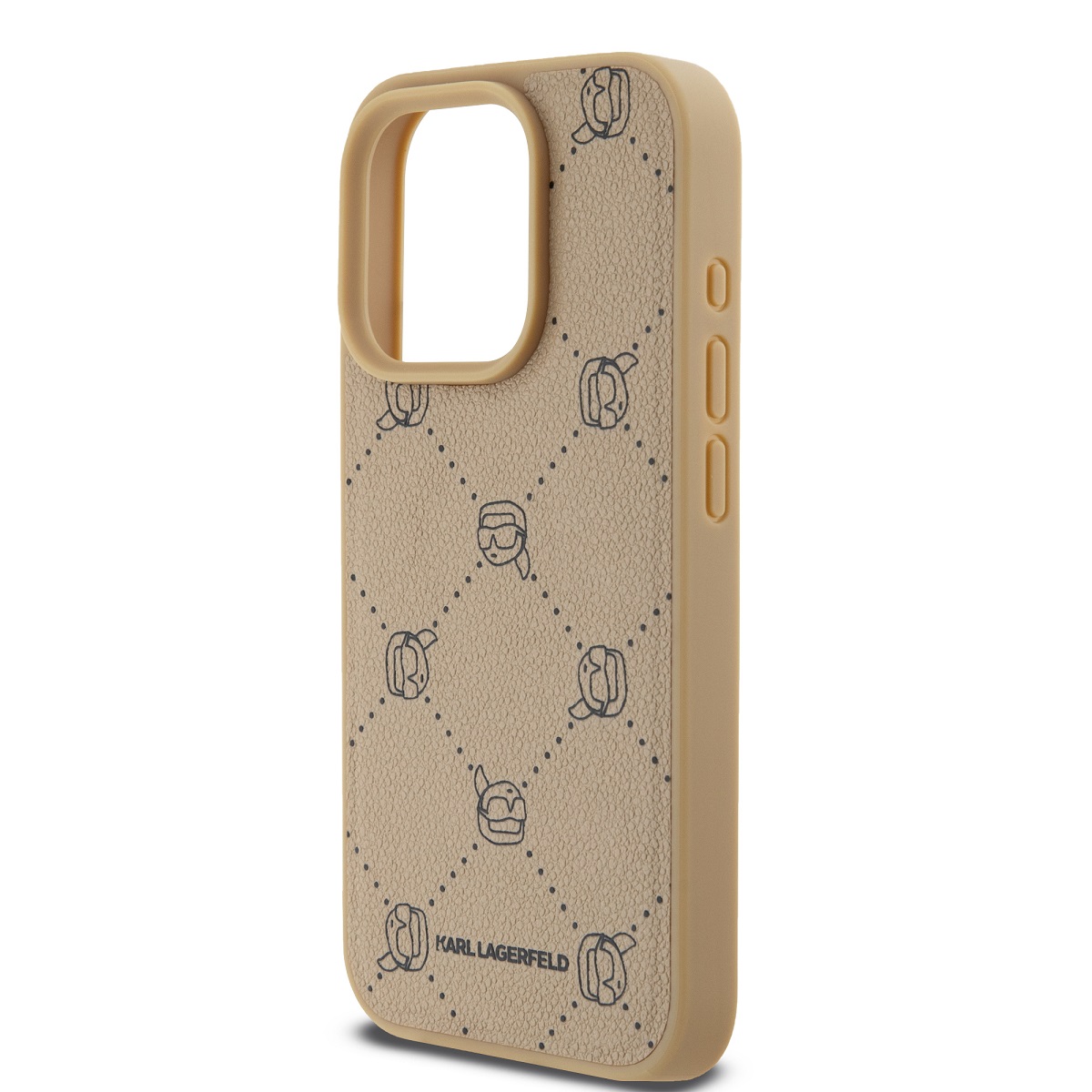 Karl Lagerfeld PU Karl Heads Pattern Magsafe Zadní Kryt pro iPhone 15 Pro Beige