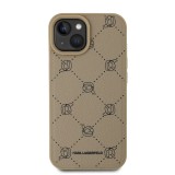 Karl Lagerfeld PU Karl Heads Pattern Magsafe Zadní Kryt pro iPhone 15 Beige