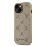 Karl Lagerfeld PU Karl Heads Pattern Magsafe Zadní Kryt pro iPhone 15 Beige