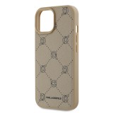 Karl Lagerfeld PU Karl Heads Pattern Magsafe Zadní Kryt pro iPhone 15 Beige