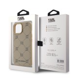 Karl Lagerfeld PU Karl Heads Pattern Magsafe Zadní Kryt pro iPhone 15 Beige