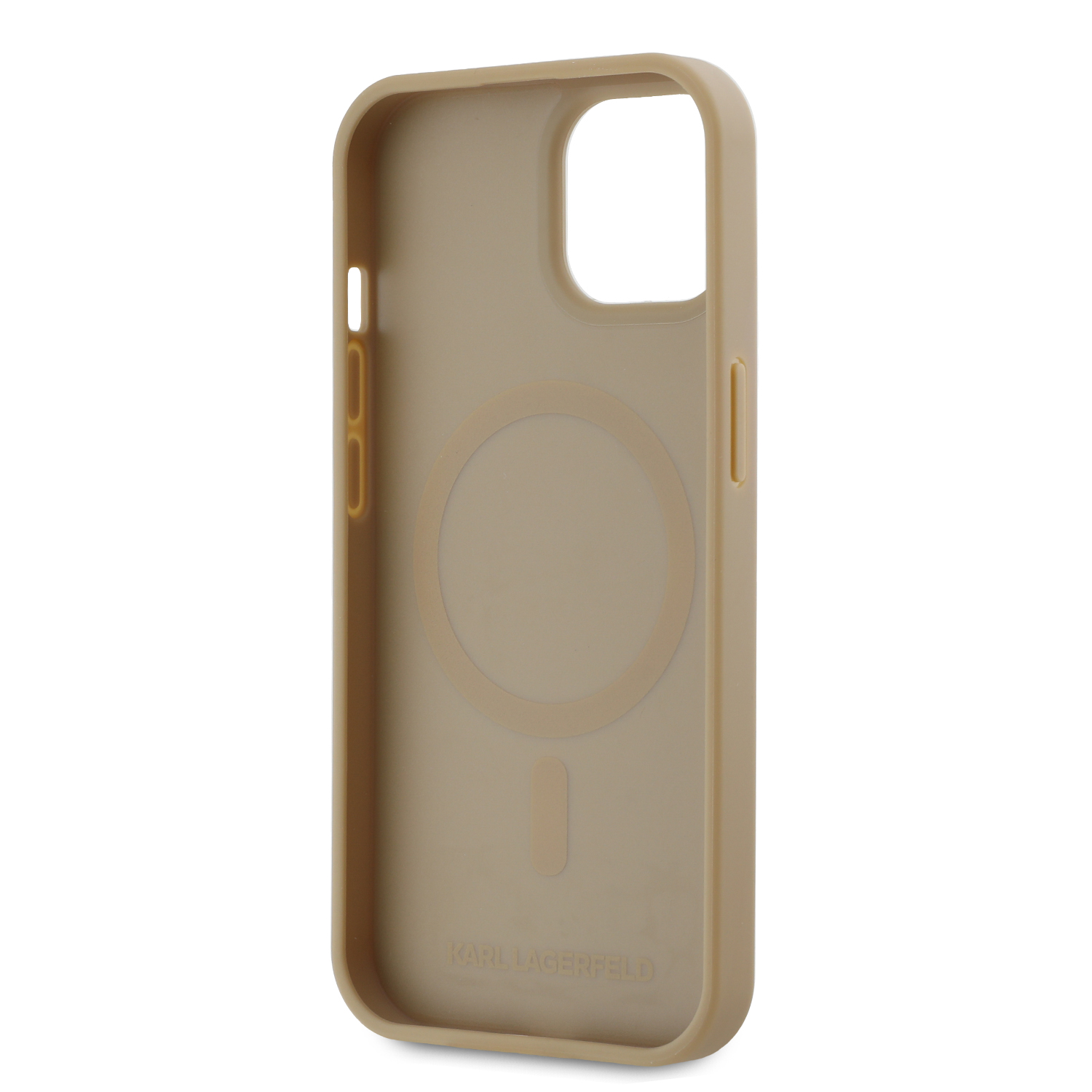 Karl Lagerfeld PU Karl Heads Pattern Magsafe Zadní Kryt pro iPhone 15 Beige