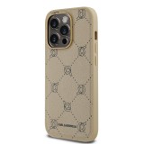 Karl Lagerfeld PU Karl Heads Pattern Magsafe Zadní Kryt pro iPhone 14 Pro Max Beige