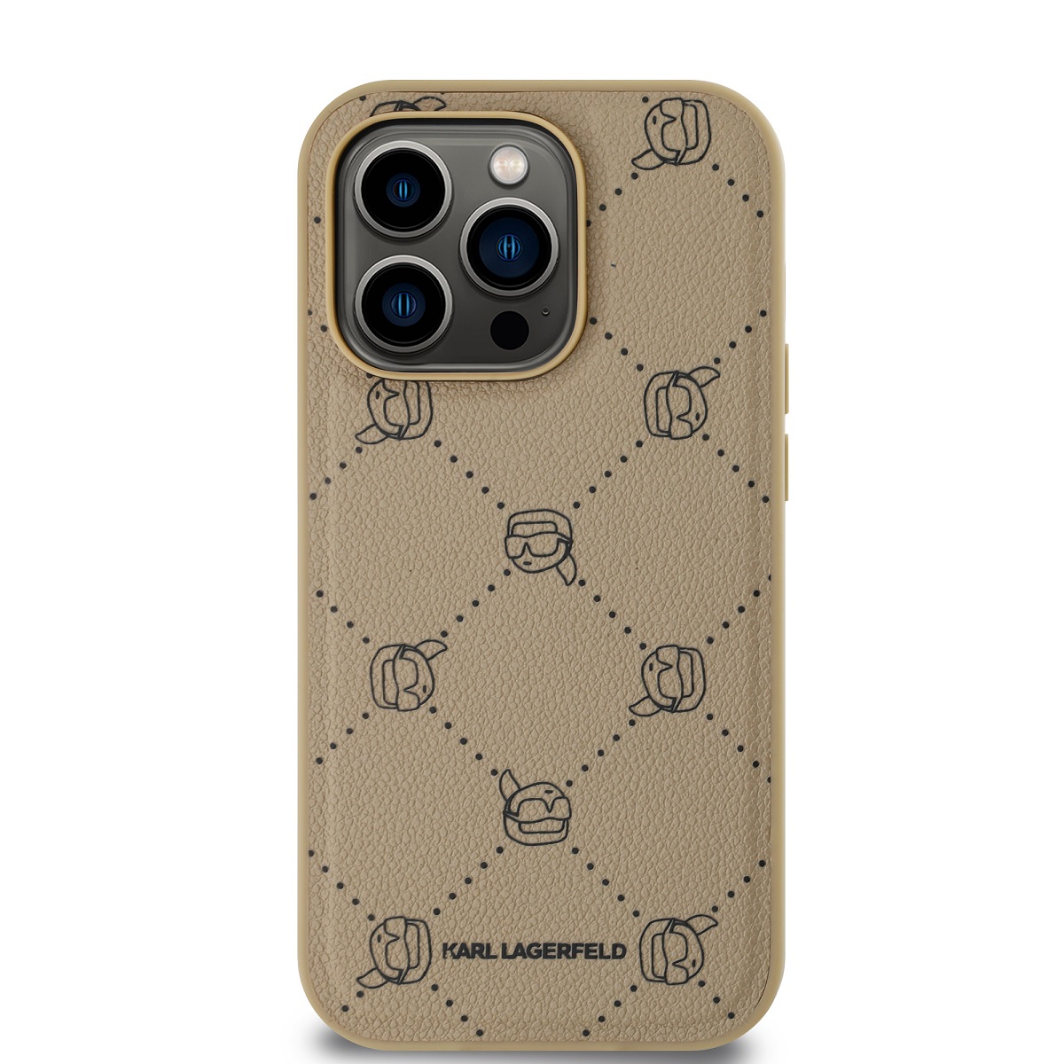 Karl Lagerfeld PU Karl Heads Pattern Magsafe Zadní Kryt pro iPhone 14 Pro Max Beige