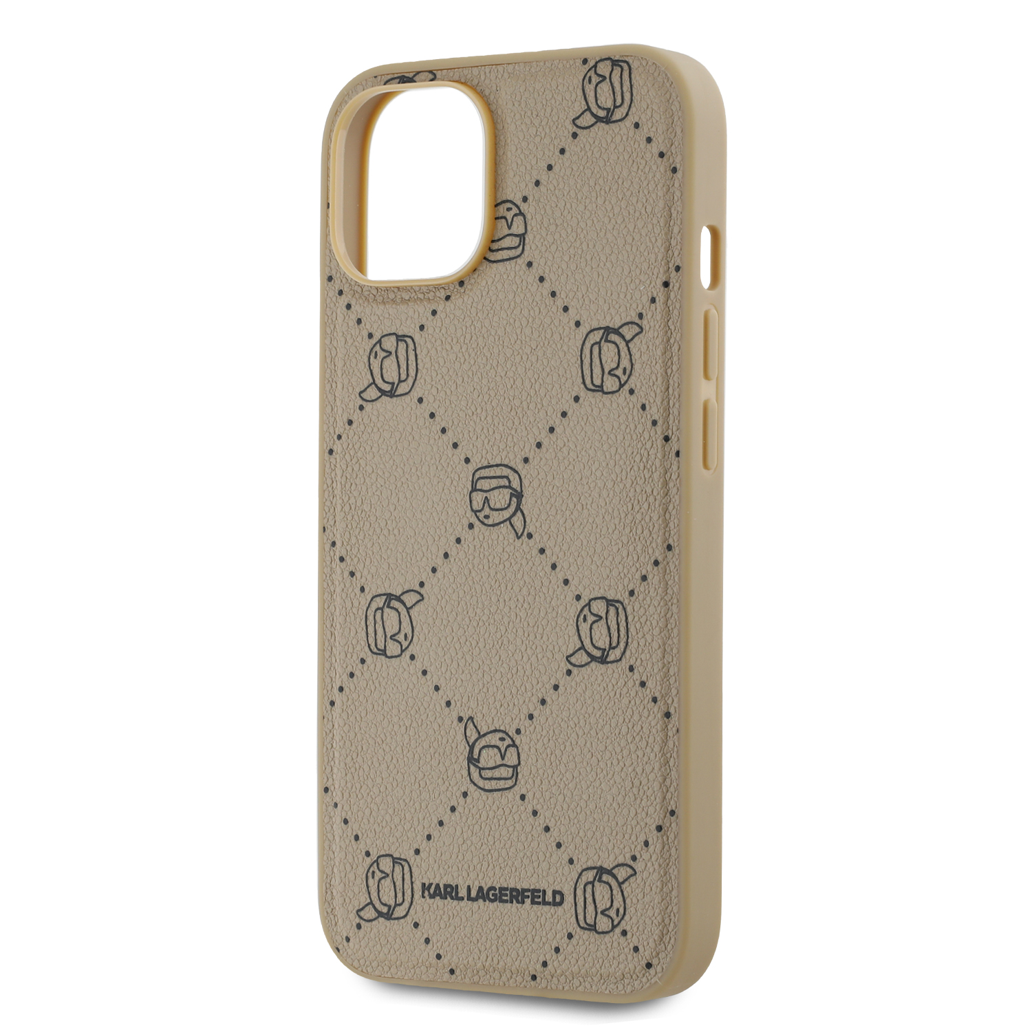 Karl Lagerfeld PU Karl Heads Pattern Magsafe Zadní Kryt pro iPhone 14 Beige