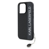 Karl Lagerfeld PU Saffiano Rhinestone Charm Zadní Kryt pro iPhone 15 Pro Black