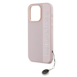 Karl Lagerfeld PU Saffiano Rhinestone Charm Zadní Kryt pro iPhone 15 Pro Pink