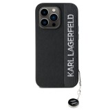 Karl Lagerfeld PU Saffiano Rhinestone Charm Zadní Kryt pro iPhone 14 Pro Max Black