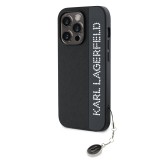 Karl Lagerfeld PU Saffiano Rhinestone Charm Zadní Kryt pro iPhone 14 Pro Max Black