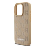 Karl Lagerfeld PU Leather Monogram Metal Logo Magsafe Zadní Kryt pro iPhone 15 Pro Beige