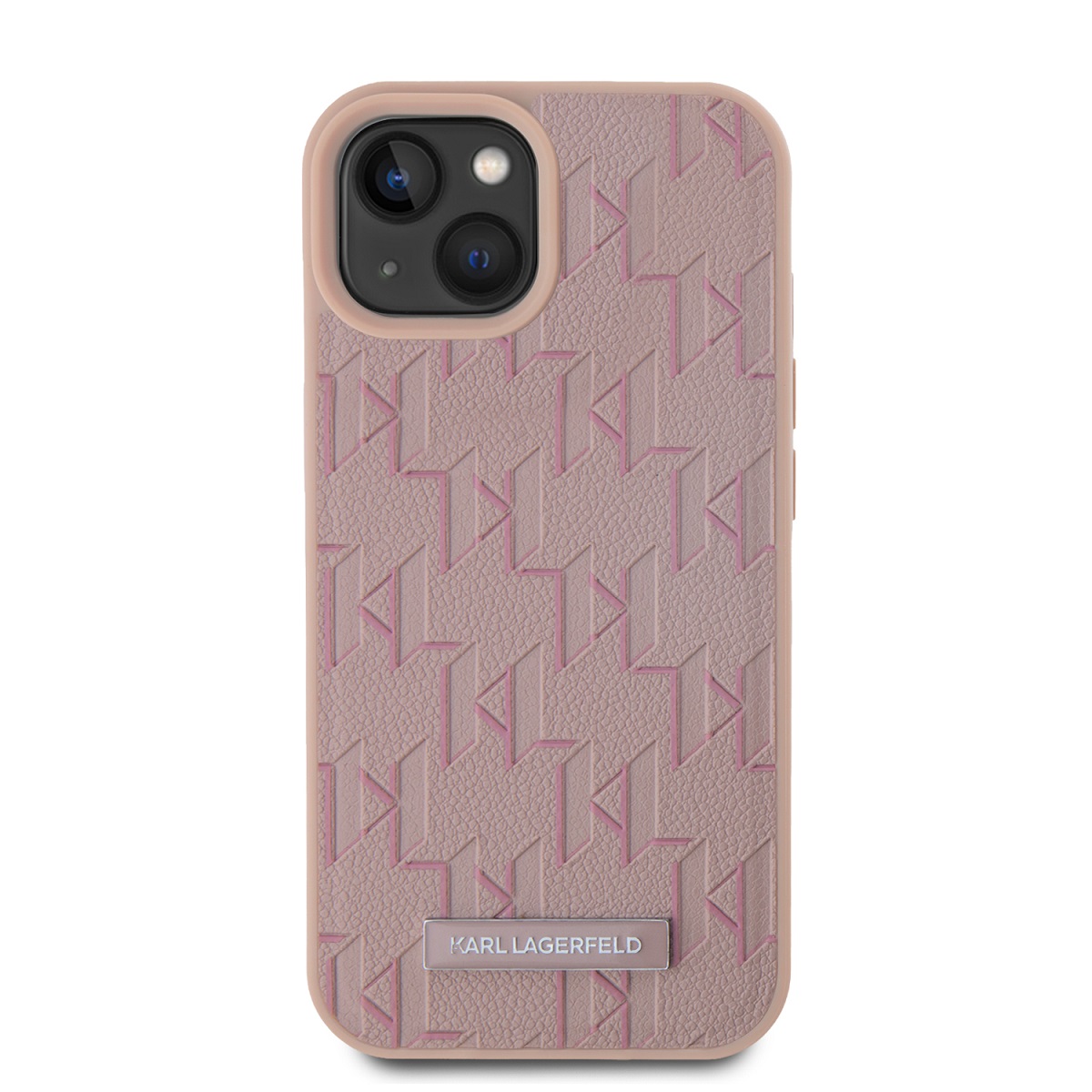 Karl Lagerfeld PU Leather Monogram Metal Logo Magsafe Zadní Kryt pro iPhone 15 Pink