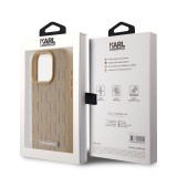 Karl Lagerfeld PU Leather Monogram Metal Logo MagSafe Zadní Kryt pro iPhone 14 Pro Max Beige