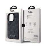 Karl Lagerfeld PU Leather Monogram Metal Logo Magsafe Zadní Kryt pro iPhone 15 Pro Max Black