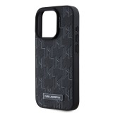 Karl Lagerfeld PU Leather Monogram Metal Logo Magsafe Zadní Kryt pro iPhone 15 Pro Black