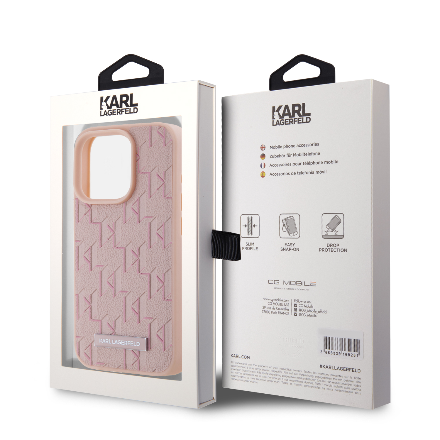 Karl Lagerfeld PU Leather Monogram Metal Logo Magsafe Zadní Kryt pro iPhone 15 Pro Max Pink