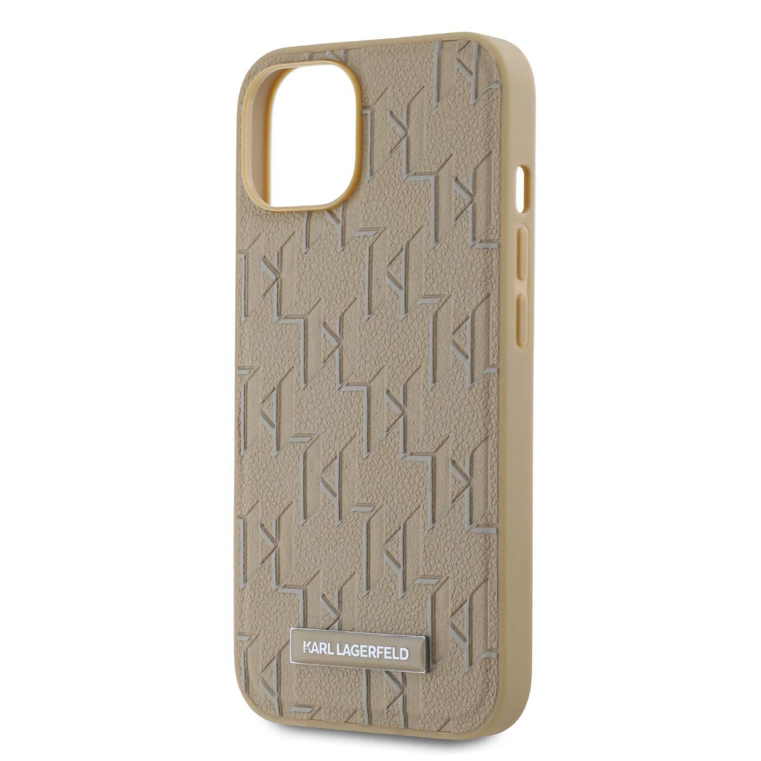 Karl Lagerfeld PU Leather Monogram Metal Logo Magsafe Zadní Kryt pro iPhone 14 Beige