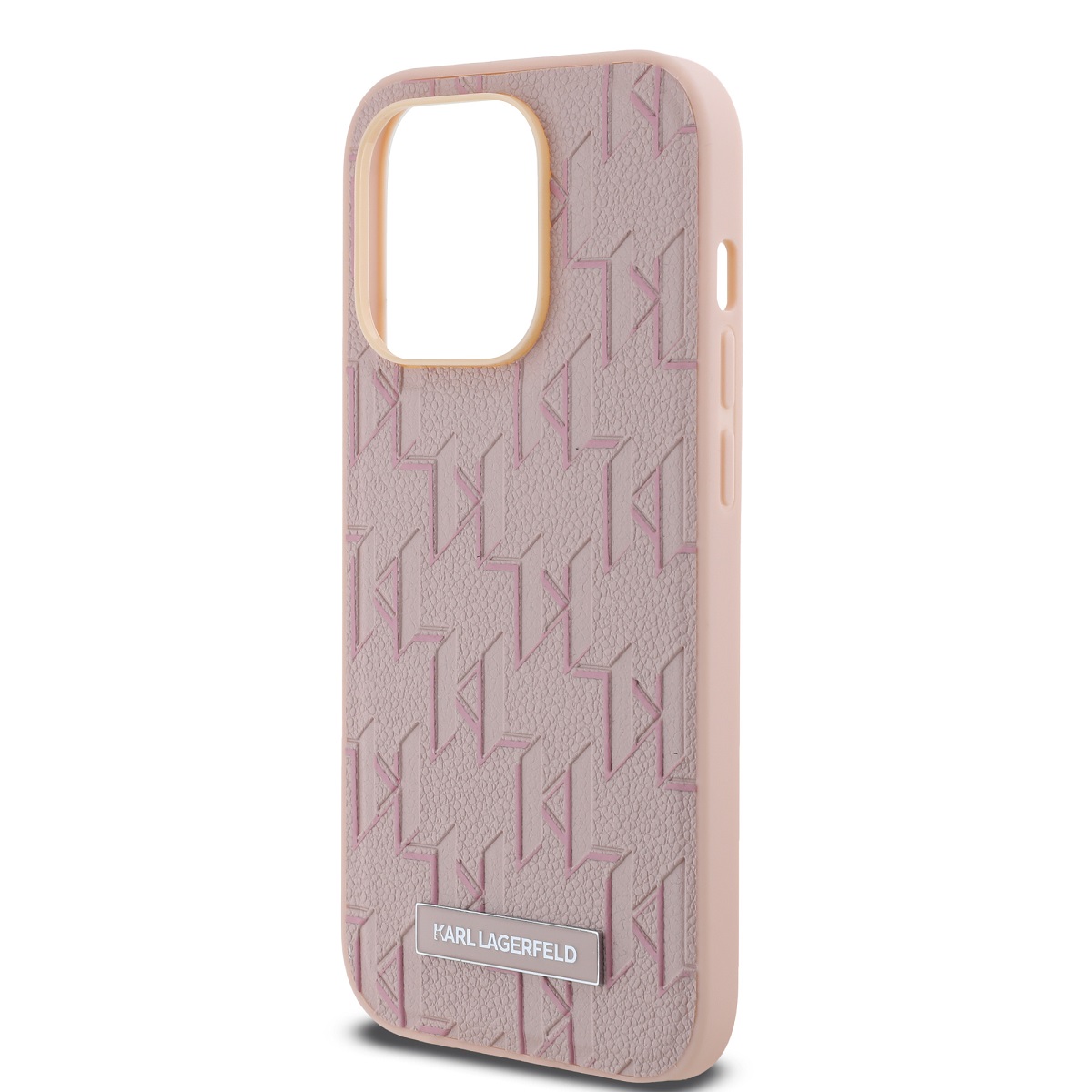 Karl Lagerfeld PU Leather Monogram Metal Logo Magsafe Zadní Kryt pro iPhone 14 Pro Max Pink