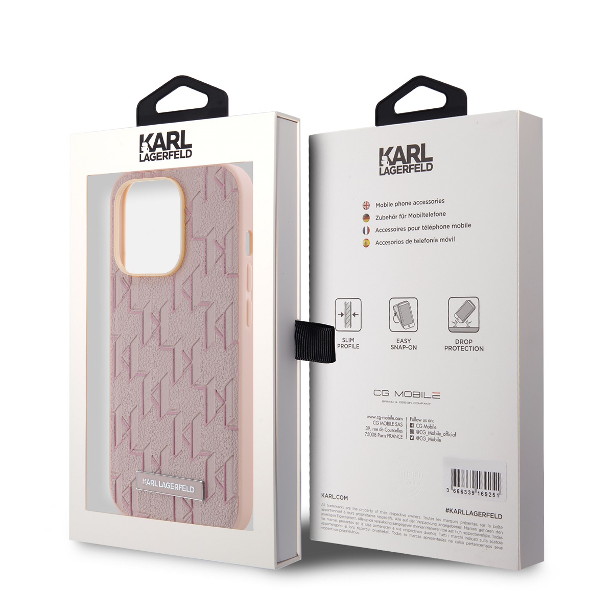 Karl Lagerfeld PU Leather Monogram Metal Logo Magsafe Zadní Kryt pro iPhone 14 Pro Max Pink