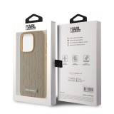 Karl Lagerfeld PU Leather Monogram Metal Logo Magsafe Zadní Kryt pro iPhone 15 Pro Max Beige