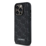 Karl Lagerfeld PU Leather Monogram Metal Logo Magsafe Zadní Kryt pro iPhone 14 Pro Max Black