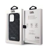 Karl Lagerfeld PU Leather Monogram Metal Logo Magsafe Zadní Kryt pro iPhone 14 Pro Max Black