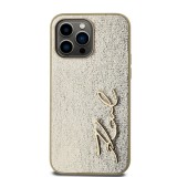 Karl Lagerfeld Wrinkled PU Signature Logo Zadní Kryt pro iPhone 14 Pro Max Gold