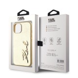 Karl Lagerfeld Wrinkled PU Signature Logo Zadní Kryt pro iPhone 14 Gold