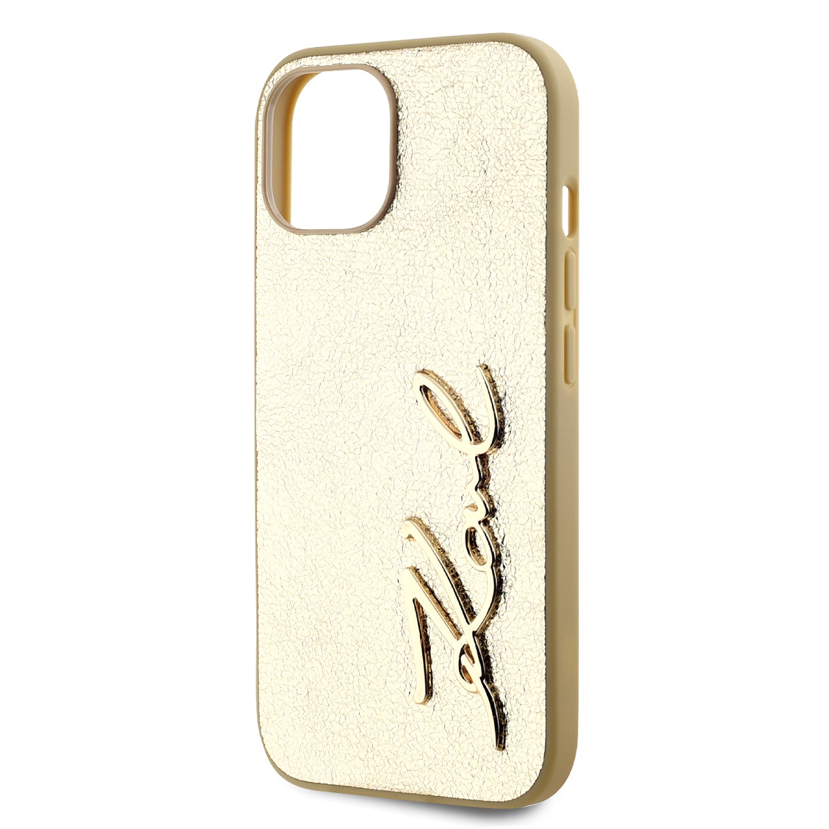 Karl Lagerfeld Wrinkled PU Signature Logo Zadní Kryt pro iPhone 14 Gold