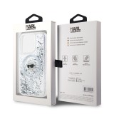 Karl Lagerfeld Liquid Glitter Karl Head MagSafe Zadní Kryt pro iPhone 15 Pro Transparent