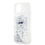 Karl Lagerfeld Liquid Glitter Choupette Head Magsafe Zadní Kryt pro iPhone 15 Transparent