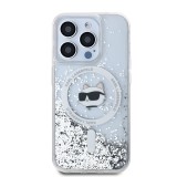 Karl Lagerfeld Liquid Glitter Choupette Head MagSafe Zadní Kryt pro iPhone 15 Pro Max Transparent