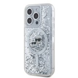 Karl Lagerfeld Liquid Glitter Karl and Choupette Heads MagSafe Zadní Kryt pro iPhone 15 Pro Transparent