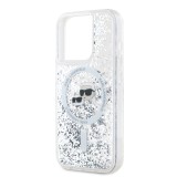 Karl Lagerfeld Liquid Glitter Karl and Choupette Heads MagSafe Zadní Kryt pro iPhone 15 Pro Max Transparent