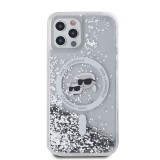 Karl Lagerfeld Liquid Glitter Karl and Choupette Heads MagSafe Zadní Kryt pro iPhone 12/12 Pro Transparent