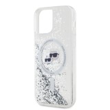 Karl Lagerfeld Liquid Glitter Karl and Choupette Heads MagSafe Zadní Kryt pro iPhone 12/12 Pro Transparent