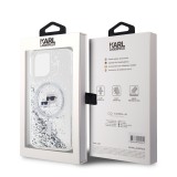 Karl Lagerfeld Liquid Glitter Karl and Choupette Heads MagSafe Zadní Kryt pro iPhone 12/12 Pro Transparent