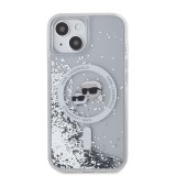 Karl Lagerfeld Liquid Glitter Karl and Choupette Heads MagSafe Zadní Kryt pro iPhone 15 Transparent